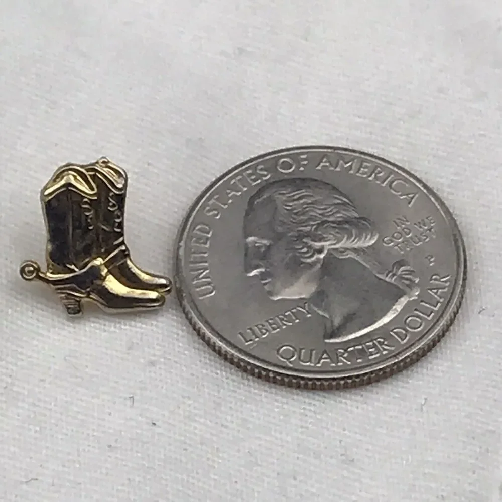 Vintage Cowboy Boots Gold Tone Pin Brooch Country Western Spurs Small Rustic